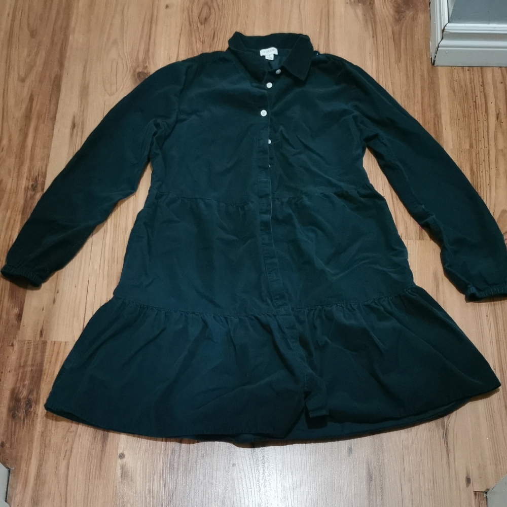 J. Crew Forest Green Corduroy Shirt Dress